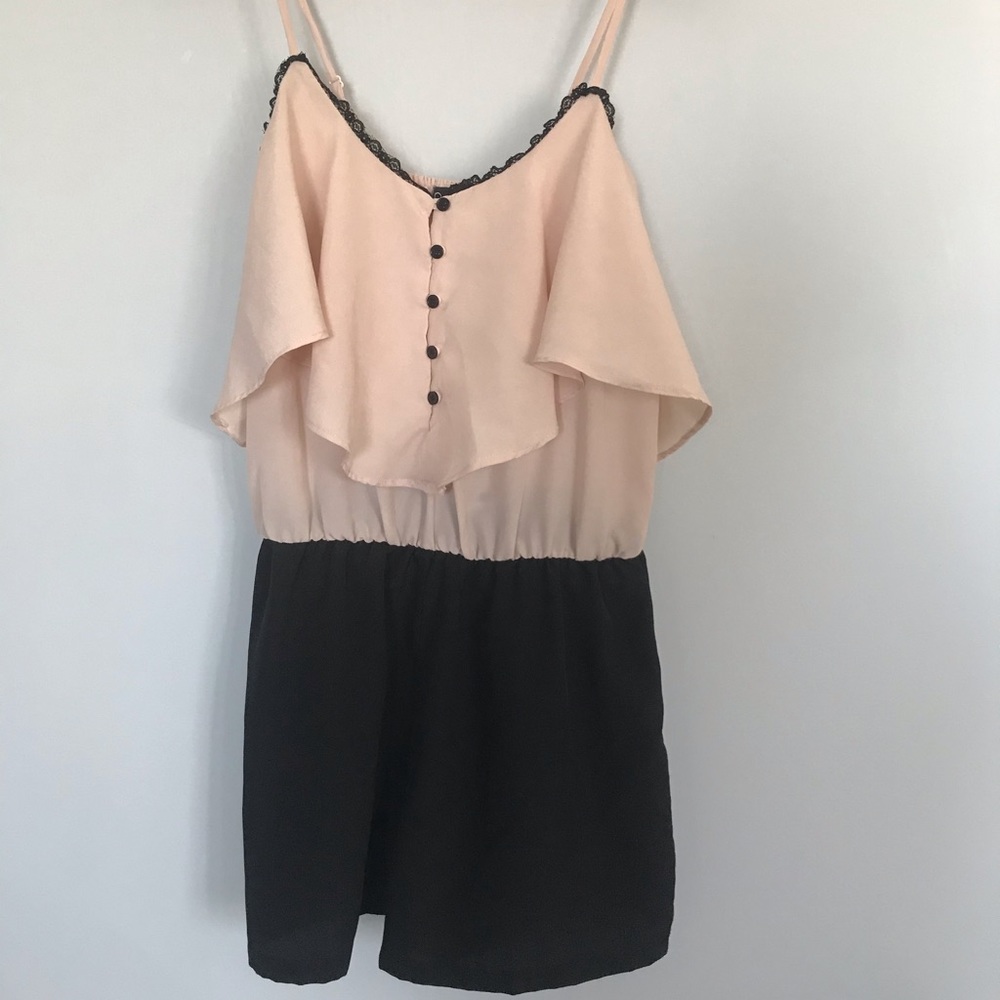 Beige and Black Romper